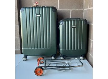 Pair Of Ricardo Beverly Hill Hard Case Green Suit Cases