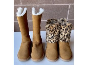 (2) Pairs Of Koolaburra By UGG Fur Lined Boots Size Women's 8
