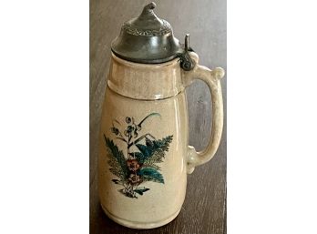 Antique 1800's Bennett's Patent Stein Style Syrup Pitcher Floral Design