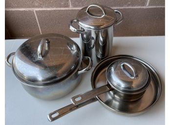Dimensions Stainless Steel Cookware Including Asparagus Steamer, Stock Pot, Skillet, And Sauce Pan With Lid
