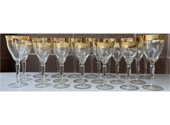 Vintage Gold Rim Assorted Wine Glasses