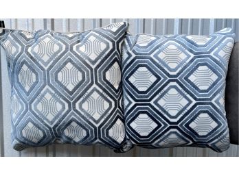 (2) Rodeo Home Over Sized Blue And White Geometric Throw Pillows