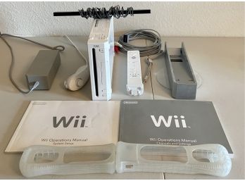 Nintendo Wii RVL-001 With Power Cable, Cords, Remotes/covers, Sensor, & Original Manuals