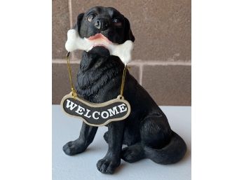 Small Resin Black Labrador Welcome Figurine
