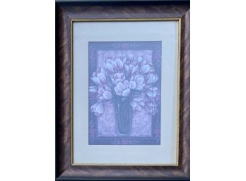 Pamela Gladding Floral Matted Print In Dark Wood Frame