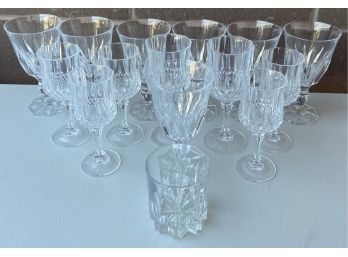 Small Lot Of Assorted Cut Crystal Glasses Including Crown Royal Whiskey Glass