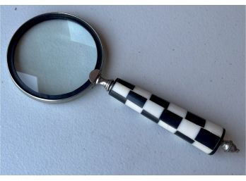 Vintage Black And White Checkered Magnifying Glass