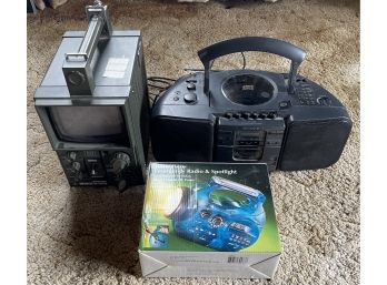Electronics Lot Including Panasonic Ranger-505, Emergency Radio And Spot Light, And More