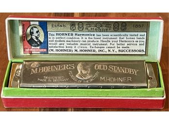 Vintage M Hohner's Old Standby No 34B Harmonica Original Box Made In Germany (1 Of 2)