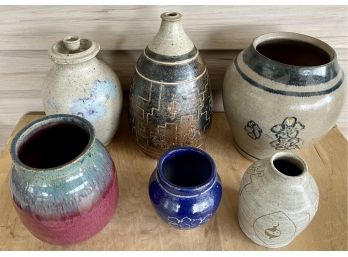 (6) Assorted Hand-thrown Pots By Diana Kofford