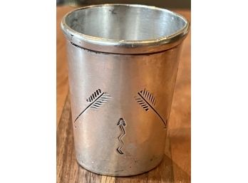 Native American Navajo Sterling Silver Stamped Arrows Shot Glass Weighs 38 Grams