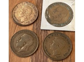 (4) Bronze Once Cent Coins Georgivs 1921, 1937, 1936 And Australia 1938