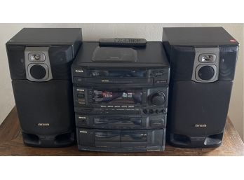 Aiwa Z-M2700 Compact Disk Stereo System With (2) 4 Way Speakers And Remote