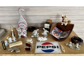 Fun Collectable Lot Including Pepsi Advertising Travel Clock, Dresser Boxes And More