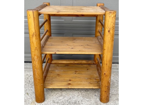 Three Tier Solid Log Pine Table With Removable Top - Becomes A Chair