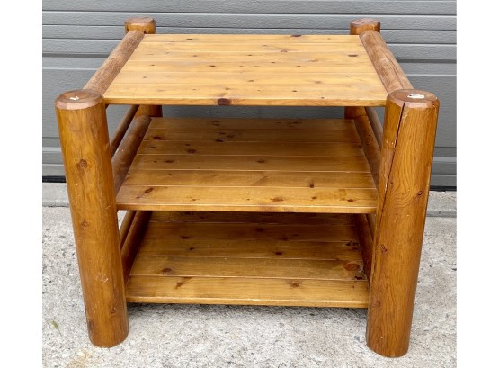 Two Tier Solid Pine Log Table With Removable Top - Converts To Chair