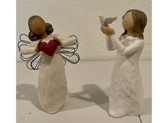 (2) Small Willow Tree Figurines 'with Love' And 'soar'