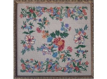Cataco Creations Pretty Floral Cross-stitch In Custom Frame