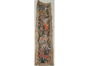 Vintage Hand-made Paper Papyrus Scroll With Colorful Birds