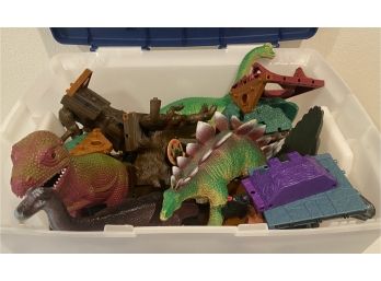 Assorted Collection Of Toys Including Dinosaurs, Fisher Price Tree House Components ( As Is)