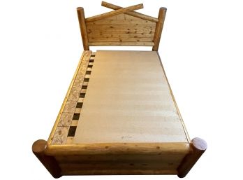 Solid Pine Log Queen Size Bed With Headboard And Footboard 60' Wide