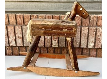 Antique Hand Made Small Wood Rocking Horse (as Is )