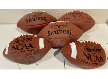 (5) Vintage Footballs Including Wilson, Spalding, And Roulings (2) Are Signed
