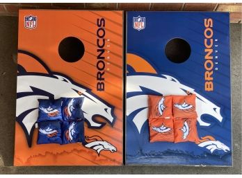 Veneer Denver Broncos Cornhole Set With (8) Bags And Original Box - As Is