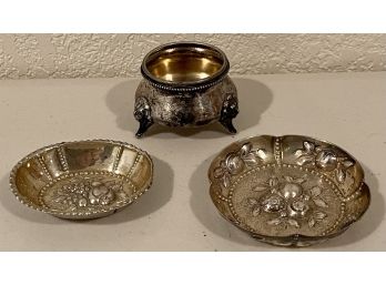 Antique 800 Silver Pot (no Lid) And (2) Pin Dishes 52.3g Total