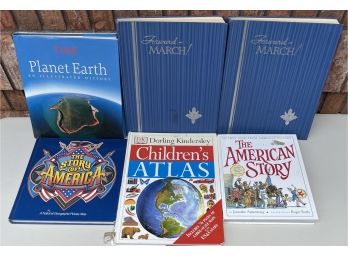 6 Coffee Table Books Including Time Planet Earth, Forward March, Children's Atlas, American History & More