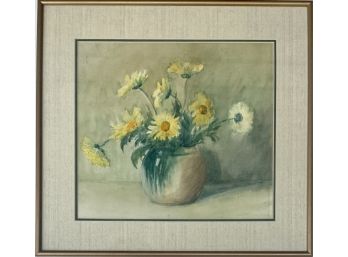 Floral Still Life Watercolor Print In Frame