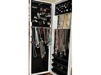 Mirrotek Over The Door Jewelry Holder Filled W Jewelry, Lots Of Sterling Silver, Rings, Necklaces & Earrings