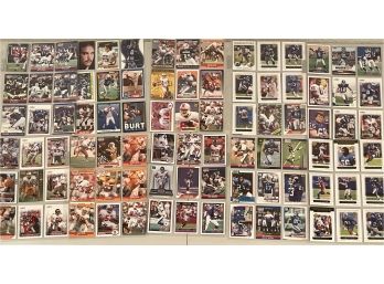 (10) Double Sided Sheets Football Cards Topps, Score, Donruss, NFL Pro Set, Including Tiki Barber