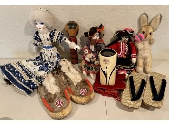 Vintage Toys And Shoes Including Fur And Bead & Camerascope