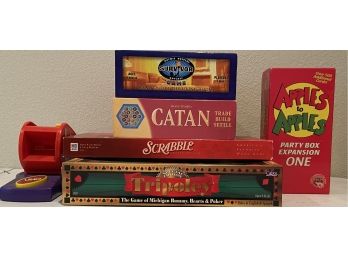 Lot Of Assorted Board Games Including Uno, Scrabble, Apples To Apples, And More