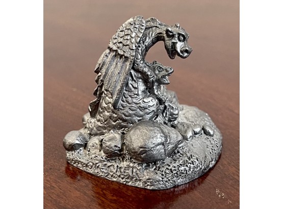 Signed Michael Ricker 2003 Pewter Dragon Number 2215/5000 Given To The Owner By The Artist