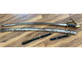 Reproduction Civil War U.S. ADK 1862 CHICOPEE Sword, Leather  Brass Handle