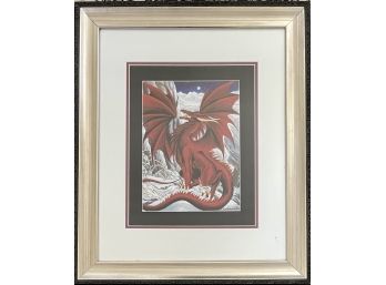 R Thompson Red Dragon Print In Frame 730/1000 Fantasy Art