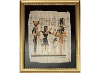 Egyptian Print On Papyrus In Gold Frame By Aaron Brothers