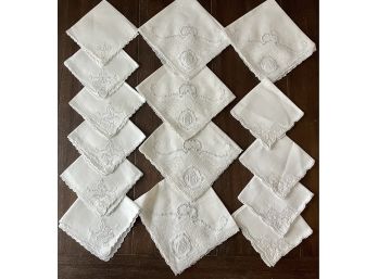 (3) Sets Of Antique Cutwork And Embroidered Napkins
