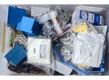 Assorted Lot Of Electrical Including Face Plates, Switches, Extension Cords, And More (as Is)