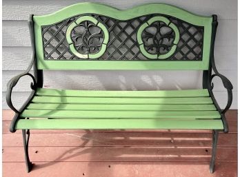 Solid Cast Iron Black And Green Outdoor Bench (1 Of 2)