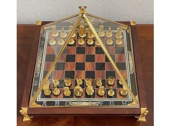 Stunning Franklin Mint The Treasures Of Tutankhamun Chess Set 24K Gold Plate Pieces With Original Paperwork