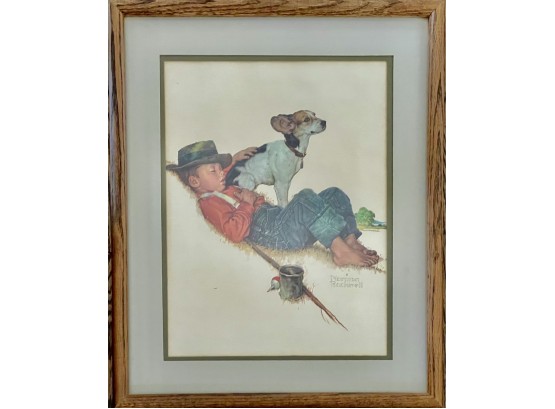 Vintage Norman Rockwell Print Boy Fishing With Beagle B&B USA (Brown &  Bigelow) 1956 With Wood Oak Frame #415