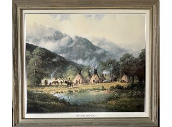 G Harvey Native American Print 'In Times Of Peace' Rustic Grey Wood Frame