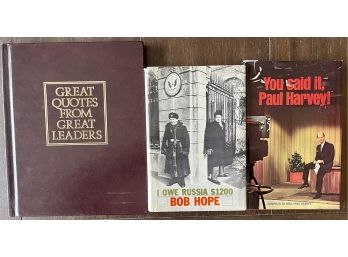 (3) Books Bob Hope 'I Owe Russia $1200', 1963, You Said It, Paul Harvey, W Dustcovers, Great Quotes 1990
