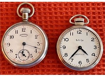 (2) Vintage Pocket Watches (1) Ingersoll Yankee & (1) Westclox, Bull's Eye Both Made In The USA