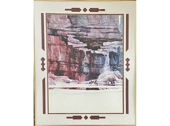 Horse And Cowboy Print Arizona With Ornate Matting And Gold Tone Metal Frame