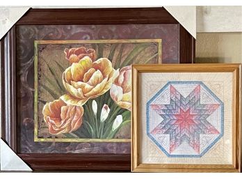 (2) Home Decor Floral Prints (1) New In Package Both Framed