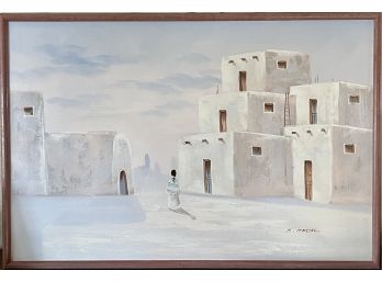 K. MESCAL OIL PAINTING On Canvas PUEBLO INDIAN NATIVE AMERICAN Taos Framed